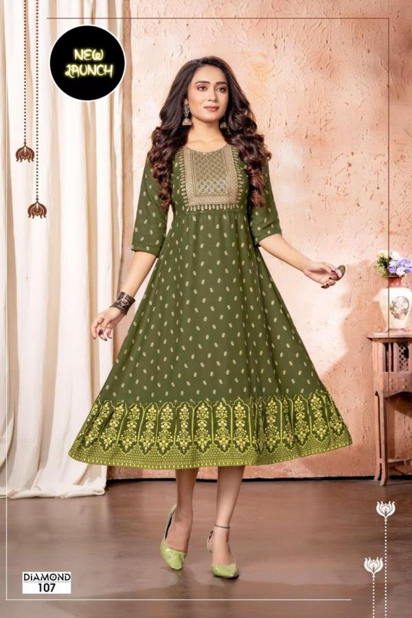 Golden Diamond Rayon Exclusive Fancy  Designer long Kurti Collection